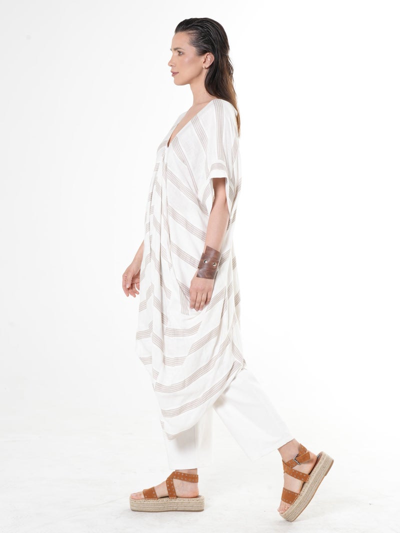 Metamorphoza V-Neck Tunic On Light Stripes - Image 4