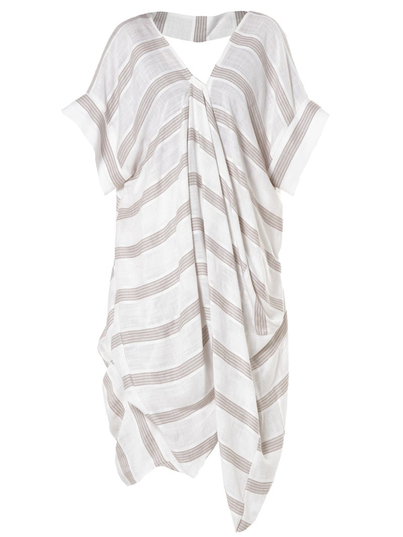 Metamorphoza V-Neck Tunic On Light Stripes - Image 2