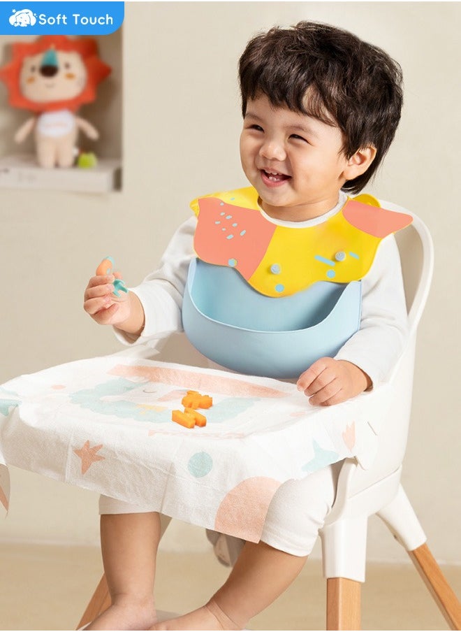 Soft Touch 5 Adjustable And Waterproof Detachable Silicone Baby Bib With Deep Front Pockets  - Image 4