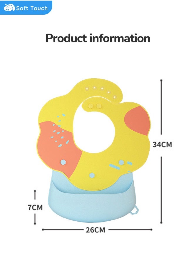 Soft Touch 5 Adjustable And Waterproof Detachable Silicone Baby Bib With Deep Front Pockets  - Image 3