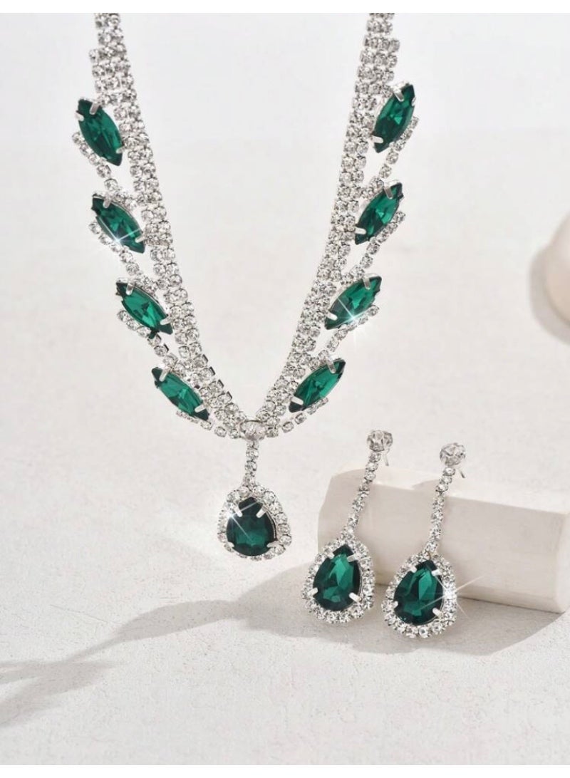 JewelryPalace Amazing Trendy Women's Zirconia Necklace And Earrings Jewellery Set  - Image 2