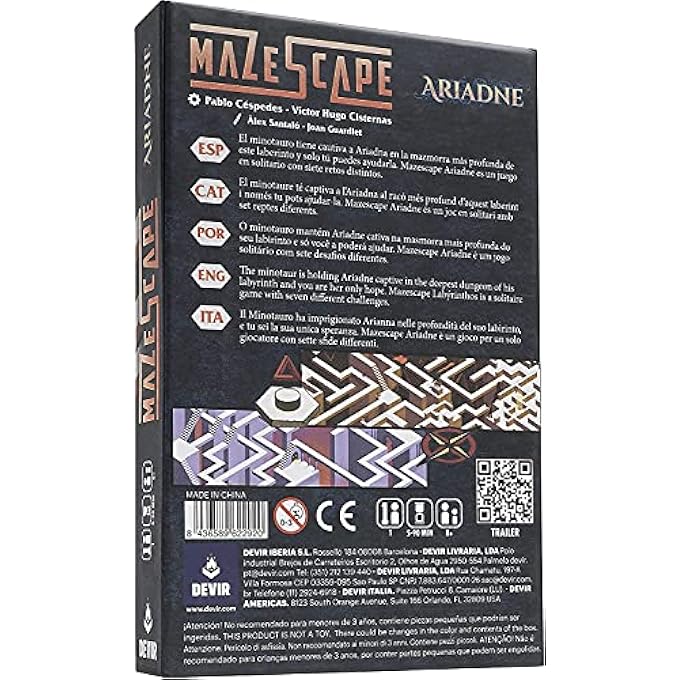 Devir Thames and Kosmos  BGMAZEA  Mazescapes  Ariadne  7 Different Mazes  2 Player  Ages 8 - Image 4