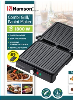 NAMSON Namson Combi Grill Panini Maker - Non Stick Coating, Adjustable Temperature Control | 1800W Power | Easy Cleaning | Cool Touch Handle  - Image 3