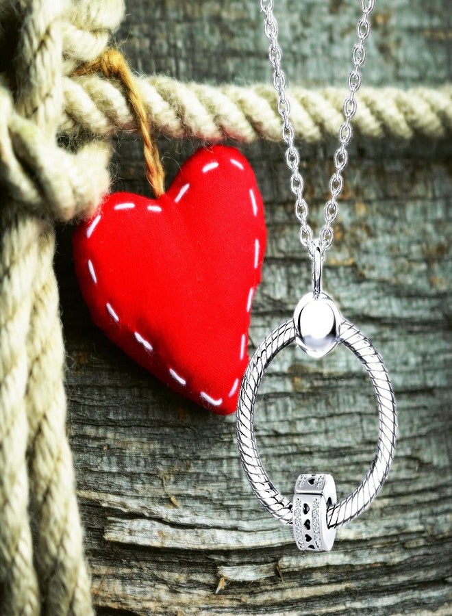 QeenseKc Double Lined Pave CZ Fixed Clips Spacer Charm for Pandora Bracelet Heart Stopper Bead - Image 3