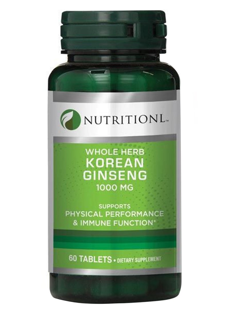 NUTRITIONL Korean Ginseng 1000mg Tabs 60's - Image 1