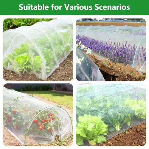 Hoyejyou Garden Netting Kit for Raised Beds, 10x30FT Ultra Fine Mesh Netting ＆6 Sets Fiberglass Garden Hoops, Insect Netting for Garden Plant Row Cover Vegetable Flowers Protection Barrier - Image 5
