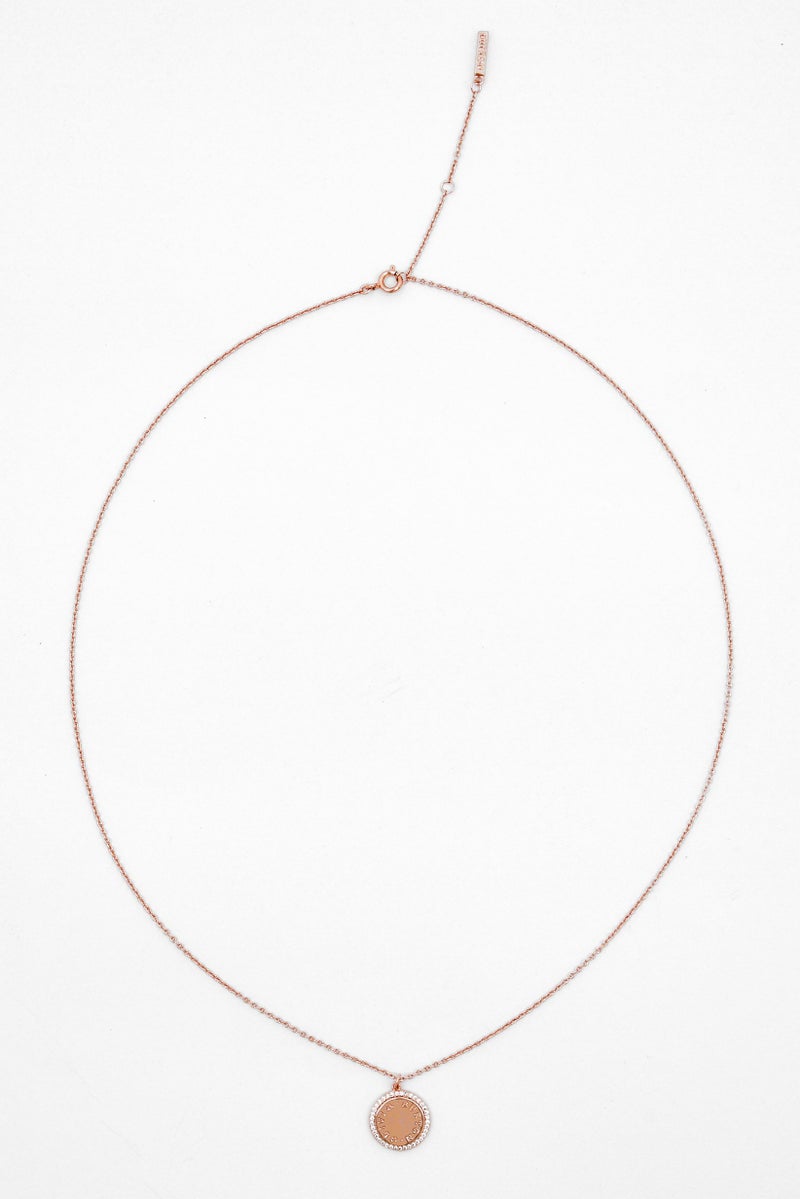 OLIVIA BURTON Women Stainless Steel Bejewelled Classic Pendent Necklace, Rose Gold - Image 4
