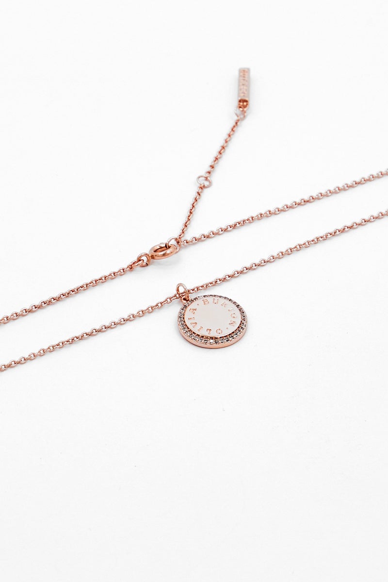OLIVIA BURTON Women Stainless Steel Bejewelled Classic Pendent Necklace, Rose Gold - Image 2