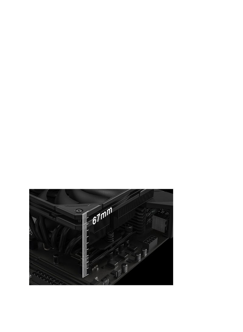 ID-COOLING IS-67-XT Black 67mm Height Low Profile CPU Cooler 6 Heatpipes CPU Air Cooler for HTPCs, ITX, and Small Form Factor Builds, 120x15mm Slim Fan, Support Intel LGA1700/1200/115X, AMD AM5/AM4 - Image 3
