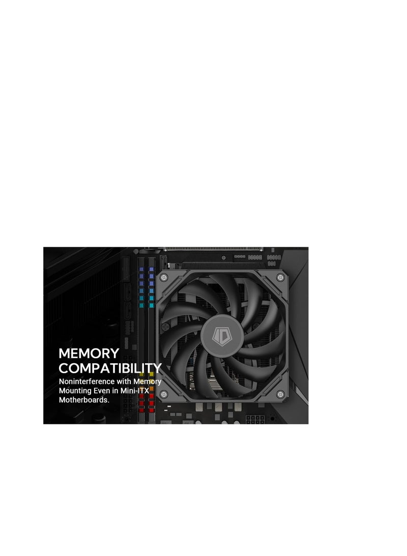 ID-COOLING IS-67-XT Black 67mm Height Low Profile CPU Cooler 6 Heatpipes CPU Air Cooler for HTPCs, ITX, and Small Form Factor Builds, 120x15mm Slim Fan, Support Intel LGA1700/1200/115X, AMD AM5/AM4 - Image 5