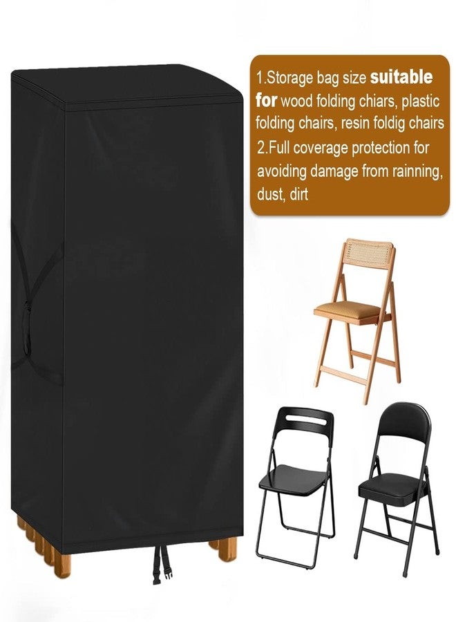 POMER Folding Chair Storage Bag for Plastic, Resin, and Wood Folding Chairs Waterproof Chair Cover With Handle for Chairs Storage and Transport - 20x12x39inch - Image 4