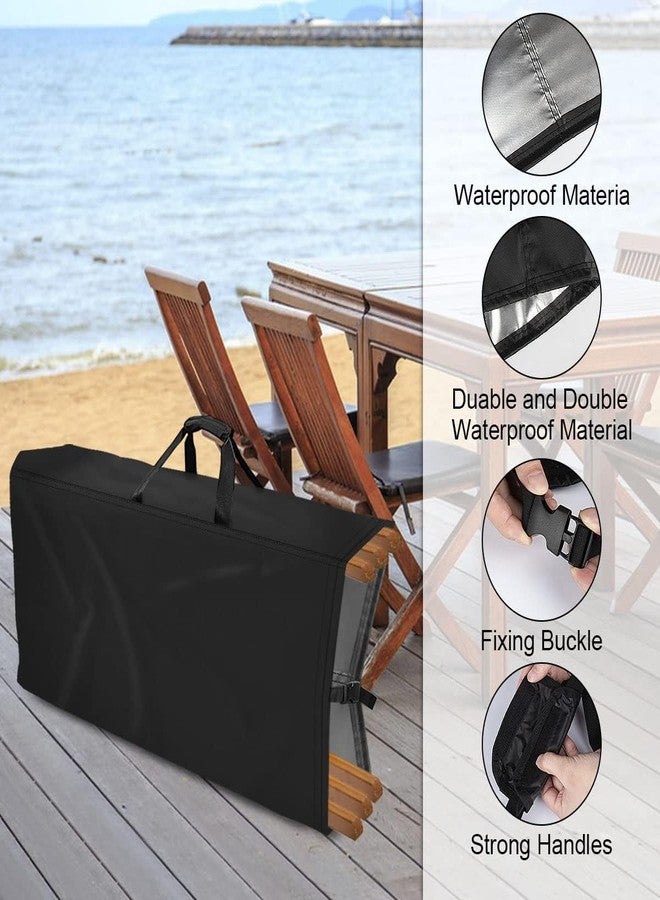 POMER Folding Chair Storage Bag for Plastic, Resin, and Wood Folding Chairs Waterproof Chair Cover With Handle for Chairs Storage and Transport - 20x12x39inch - Image 5