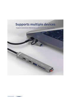XTREAM Reader Card Reader Digital Cards Litigate or Type C to 5in1 Male to USB Fetch 2Type C charging, headphone, memory and TF  supports Micro SD and Tf for the  OTG Cable Lightning Cable Compatible  with USB, computers and laptop and all mobile  - Image 1