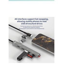 XTREAM Reader Card Reader Digital Cards Litigate or Type C to 5in1 Male to USB Fetch 2Type C charging, headphone, memory and TF  supports Micro SD and Tf for the  OTG Cable Lightning Cable Compatible  with USB, computers and laptop and all mobile  - Image 2