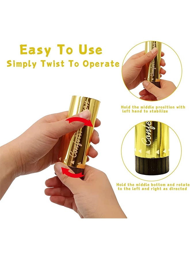 GD 9 Pcs Handheld Confetti Poppers Metallic Round Confetti Cannon - Reusable Happy Time Party Shooter Paper Crackers for Birthday Parties, Weddings, Anniversaries, Graduation, New Year and Various Holiday Celebrations (3 Colors) - Image 4