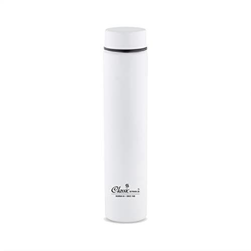 Classic Steels Super Slim Single Wall Stainless Steel Water Bottle 500 ml - Leak-Proof, Lightweight Ideal for Office, Gym, School, Travel, Kitchen, Sports, White - Image 1