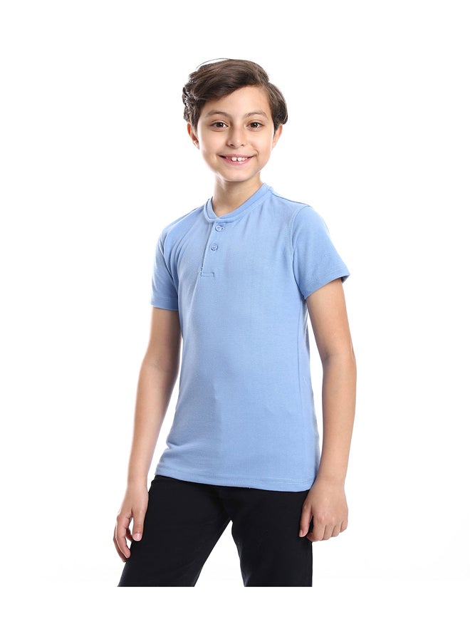 Andora - Henely Neck Basic Tshirt Casual Look For Boy _ Light Blue - Image 1