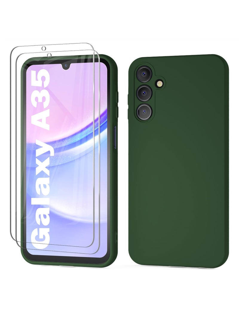 BORTONY Samsung Galaxy A35 5G Case with 2 Pack Galaxy A35 Screen Protector Liquid Silicone Soft Anti-Scratch Microfiber Lining Shockproof Protective Cover for Galaxy A35 5G Phone Case - Image 1