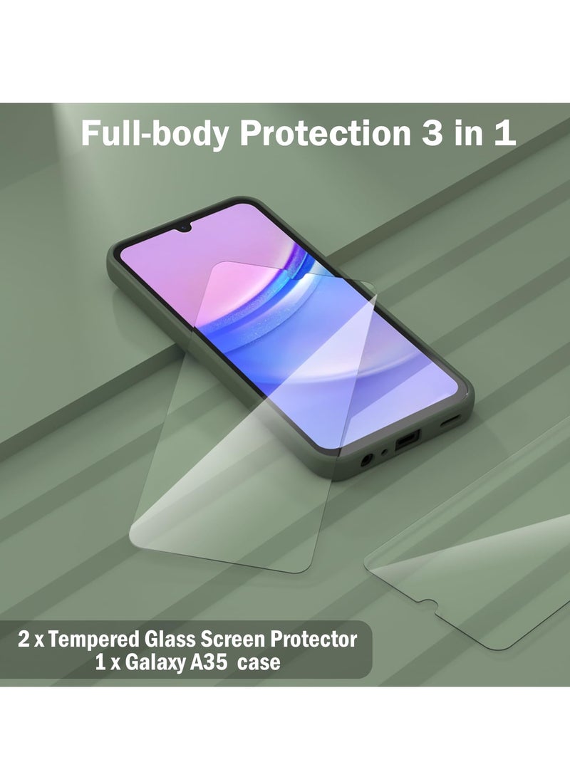 BORTONY Samsung Galaxy A35 5G Case with 2 Pack Galaxy A35 Screen Protector Liquid Silicone Soft Anti-Scratch Microfiber Lining Shockproof Protective Cover for Galaxy A35 5G Phone Case - Image 3