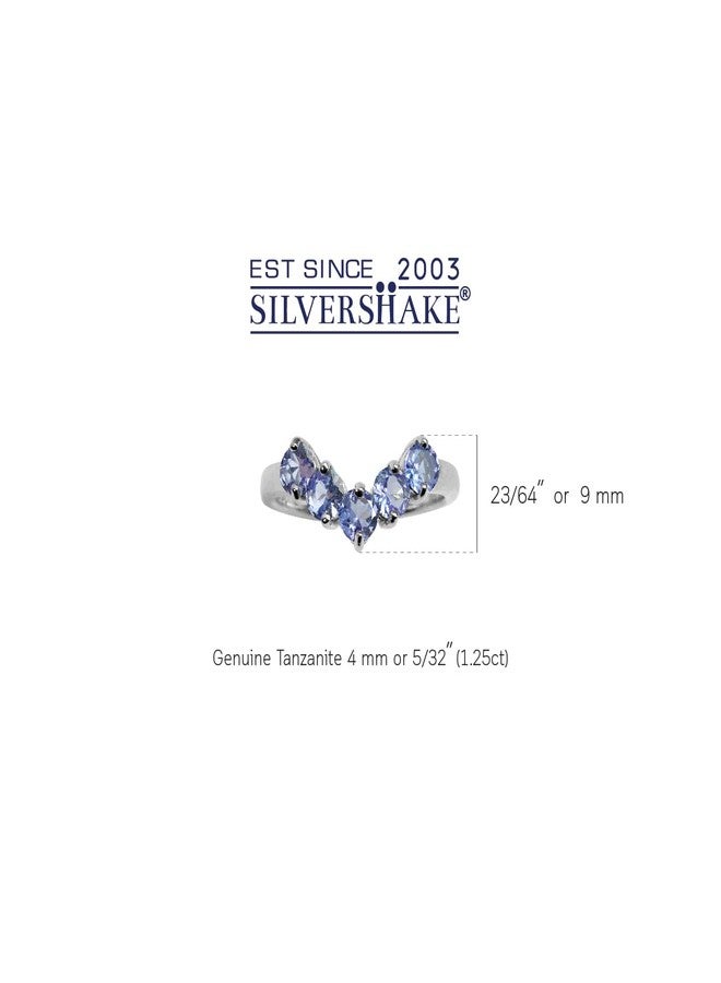 Silvershake 1.25 CTW 4MM 5-Stone Round Shape Genuine Violet Tanzanite White Gold Plated 925 Sterling Silver V Shape Ring December Gemstone Birthstone Size 7 - Image 2