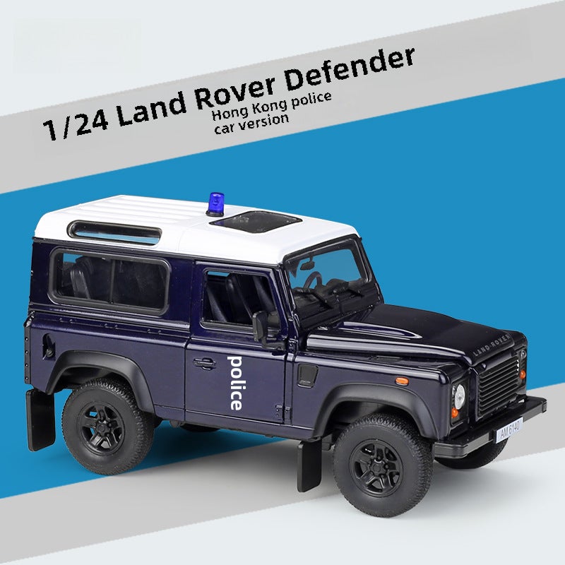 1:24 WELLY Land Rover Defender Alloy ModelLand Rover Defender Hong Kong Police Car Edition Land Rover Defender Hong Kong Police Car Edition 