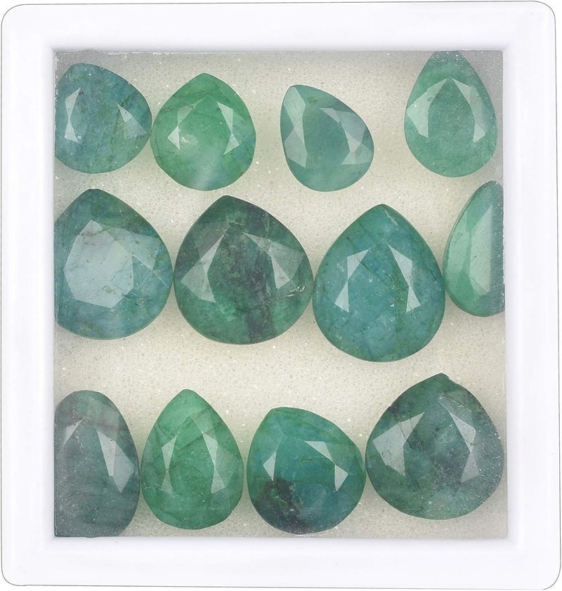 GEMHUB Jewelry Making Gemstone Beads 140.00 Carat. 14 Pcs Natural Green Emerald Gemstone, Pear Cut Emerald Gemstone Lot for Jewelry - Image 4
