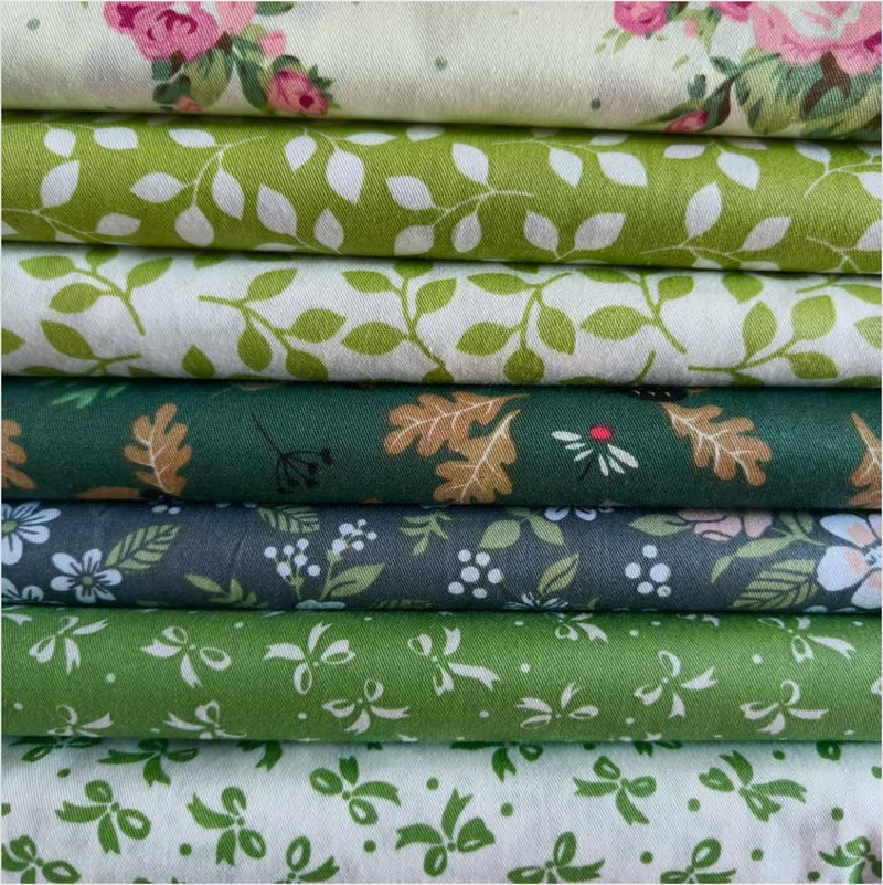 Antetek 7Pcs 9.8" x 9.8"(25 * 25CM) Cotton Fabric DIY Making Supplies Quilting Patchwork Fabric Fat Quarter Bundles DIY for Quilting Cotton Patchwork Cushions (7pcs Small Flowers, 9.8" x 9.8") - Image 1