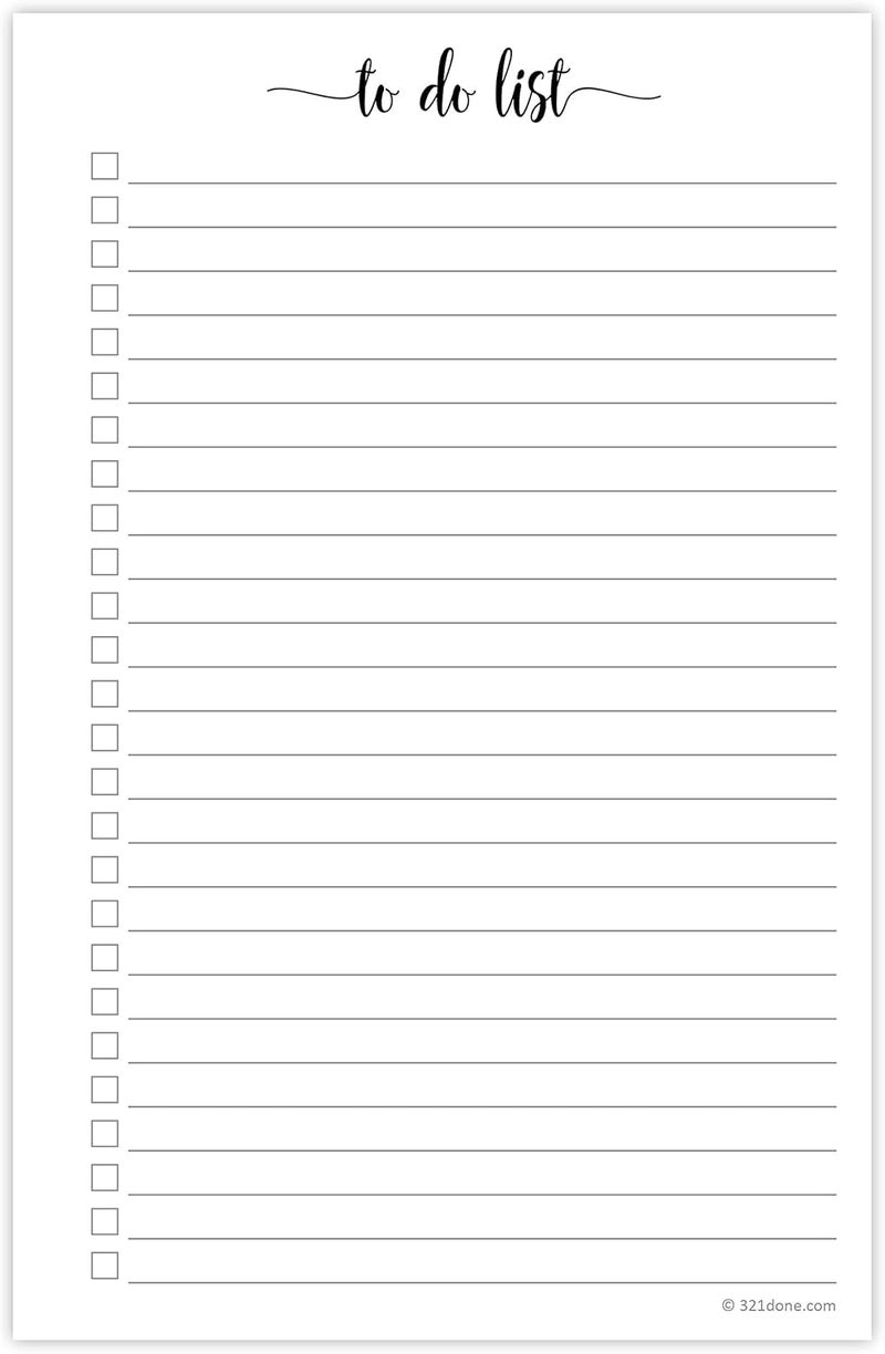 321Done to Do List Notepad for Planner Refill Pages – Made in USA - 50 Sheets (5.5" x 8.5") to-Do's Tear Off, Planning Memo Pad, Checklist Notes Left Hole Punch Margins - Simple Script College-Ruled - Image 1