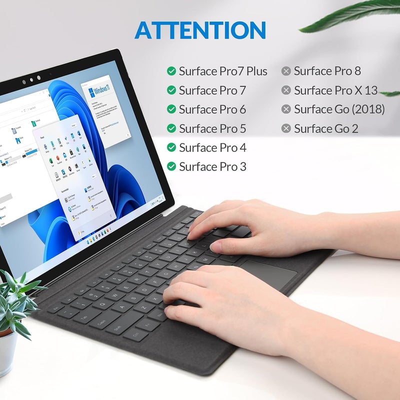 RII Surface Pro 7 Keyboard, Bluetooth 5.2, 7-Color Backlight, Compatible With Microsoft Surface Pro 7 Plus/6/5/4/3, Gray - Image 2