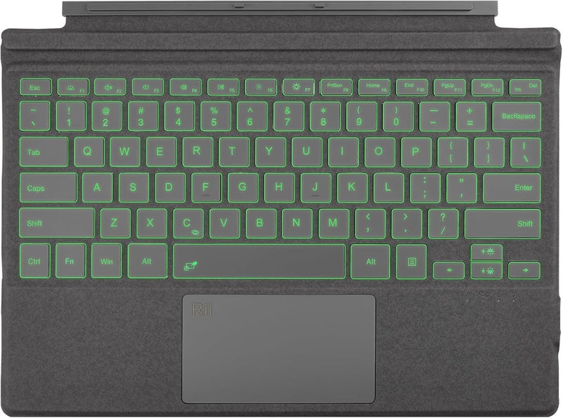 RII Surface Pro 7 Keyboard, Bluetooth 5.2, 7-Color Backlight, Compatible With Microsoft Surface Pro 7 Plus/6/5/4/3, Gray - Image 1