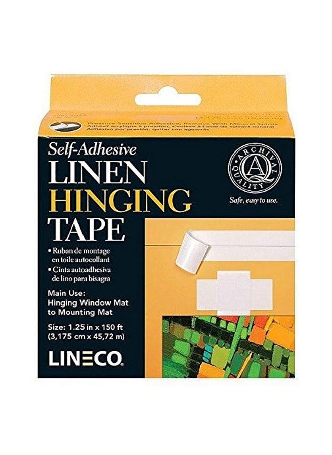 Lineco Self-Adhesive Linen Hinging Tape. Acid-Free, Neutral Ph Fabric. 1.25 Inches X 150 Feet. Trusted Tape For Hinging, Matboards, Mounting, Conservation, Framing, Craft, Diy. White.  - Image 1