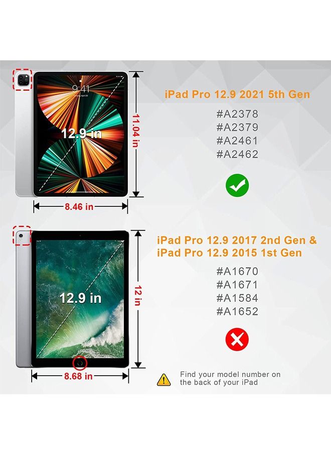 روك بو غطاء حماية لجهاز Apple iPad Pro مقاس 12.9 بوصة (2021/2020) الجيل مع حامل قلم رصاص، [يدعم شحن قلم Apple وTouch ID]، غطاء شفاف شفاف مع خاصية الاستيقاظ/السكون التلقائي، وردي - Image 2