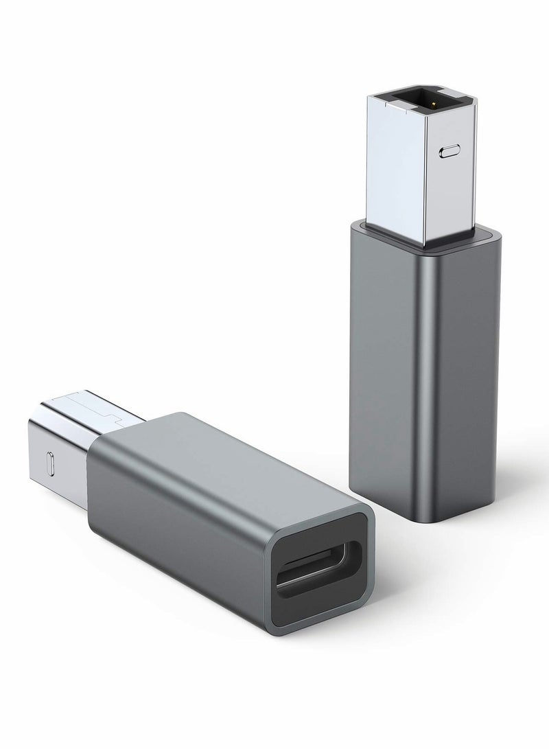 Excefore USB C Female to Printer Male Adapter, USB Type C to USB B Convert Connector Support Data Sync Compatible with HP for Canon Lexmark Epson Dell Xerox Samsung etc and Piano DAC (2 Pack) - Image 1