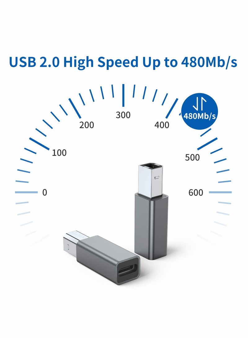 Excefore USB C Female to Printer Male Adapter, USB Type C to USB B Convert Connector Support Data Sync Compatible with HP for Canon Lexmark Epson Dell Xerox Samsung etc and Piano DAC (2 Pack) - Image 5