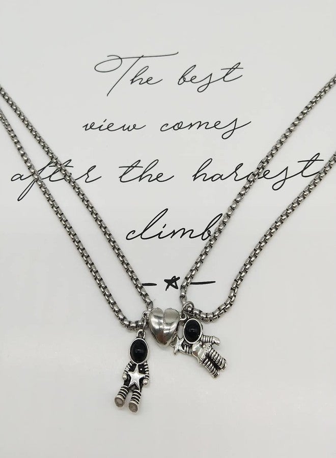 WAINIS 2 Pcs Stainless Steel Couples Necklaces Astronomy Spaceman Matching Couple Necklaces Valentine’s Day for Him Her or Best Friends - Image 5