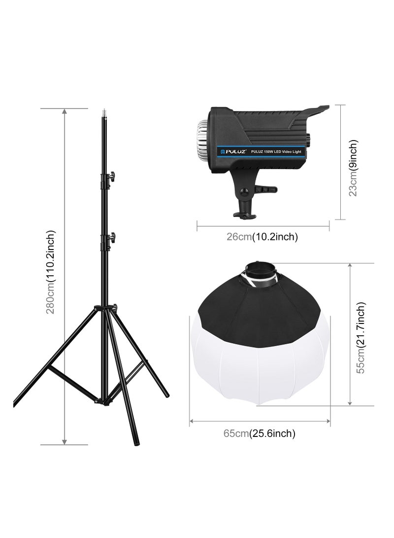 بولوز طقم إضاءة للتصوير الفوتوغرافي بقدرة ‎220 فولت و150 واط بدرجة حرارة لون من ‎3200K إلى ‎5600K، مع حاملة إضاءة بارتفاع ‎2.8 متر وصندوق إضاءة علوي على شكل فانوس قابل للطي مقاس ‎65 سم. طقم إضاءة مثالي للتصوير الفوتوغرافي/تسجيل الفيديو/البث المباشر/تصوير البورتريه. - Image 2