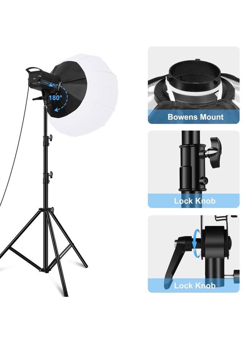 بولوز طقم إضاءة للتصوير الفوتوغرافي بقدرة ‎220 فولت و150 واط بدرجة حرارة لون من ‎3200K إلى ‎5600K، مع حاملة إضاءة بارتفاع ‎2.8 متر وصندوق إضاءة علوي على شكل فانوس قابل للطي مقاس ‎65 سم. طقم إضاءة مثالي للتصوير الفوتوغرافي/تسجيل الفيديو/البث المباشر/تصوير البورتريه. - Image 3