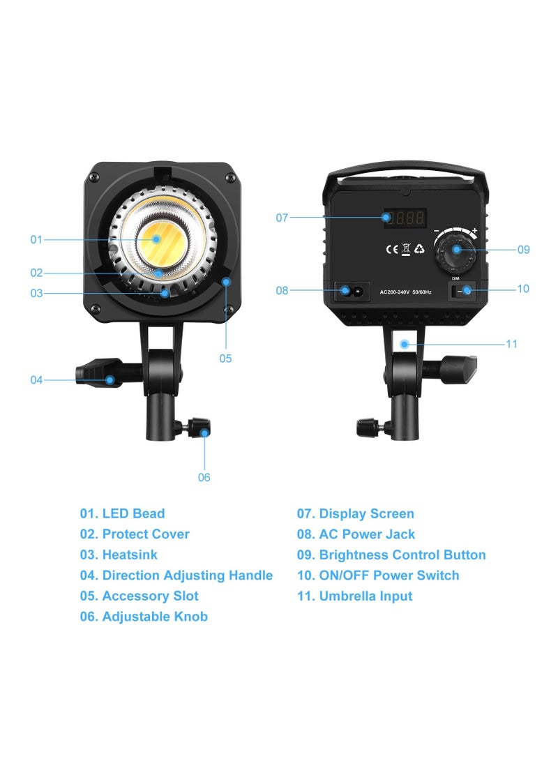 بولوز طقم إضاءة للتصوير الفوتوغرافي بقدرة ‎220 فولت و150 واط بدرجة حرارة لون من ‎3200K إلى ‎5600K، مع حاملة إضاءة بارتفاع ‎2.8 متر وصندوق إضاءة علوي على شكل فانوس قابل للطي مقاس ‎65 سم. طقم إضاءة مثالي للتصوير الفوتوغرافي/تسجيل الفيديو/البث المباشر/تصوير البورتريه. - Image 4