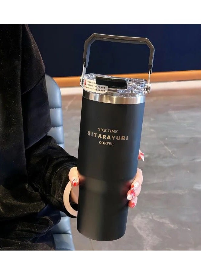 Generic - SITARAYURI Insulated Travel Tumbler with Handle Purple Leakproof, BPA Free, Vacuum Sealed, Coffee Mug, Teacup for Hot and Cold Drinks 30 oz. - Image 1