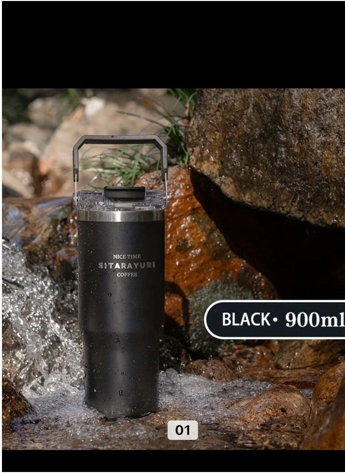 Generic - SITARAYURI Insulated Travel Tumbler with Handle Purple Leakproof, BPA Free, Vacuum Sealed, Coffee Mug, Teacup for Hot and Cold Drinks 30 oz. - Image 1