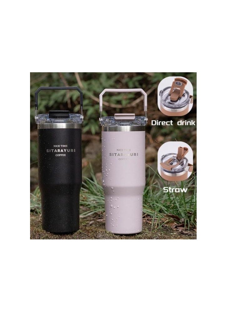 Generic - SITARAYURI Insulated Travel Tumbler with Handle Purple Leakproof, BPA Free, Vacuum Sealed, Coffee Mug, Teacup for Hot and Cold Drinks 30 oz. - Image 1