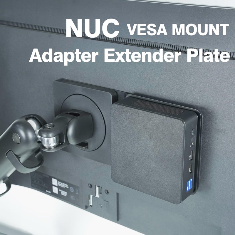 Monzlteck VESA Mount Adapter Plate for Mac mini M4 & NUC â€“ Universal Extension Bracket for Mini PCs, Fits 75x75mm & 100x100mm VESA Monitor Arms, Securely Mount Small Computers Behind Display - Image 4