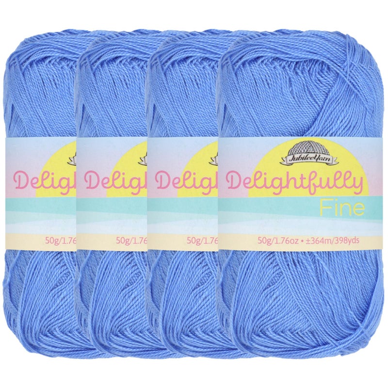 BambooMN JubileeYarn Delightfully Fine Yarn  50gSkein Lace Bamboo  Blue Sky  4 Skeins