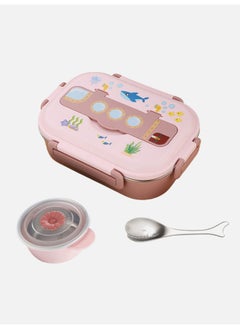 LITTLE SURPRISE BOX Pink Submarine Theme Compartment Steel Tiffin Lunch Box for Boys and Girls  - Image 1