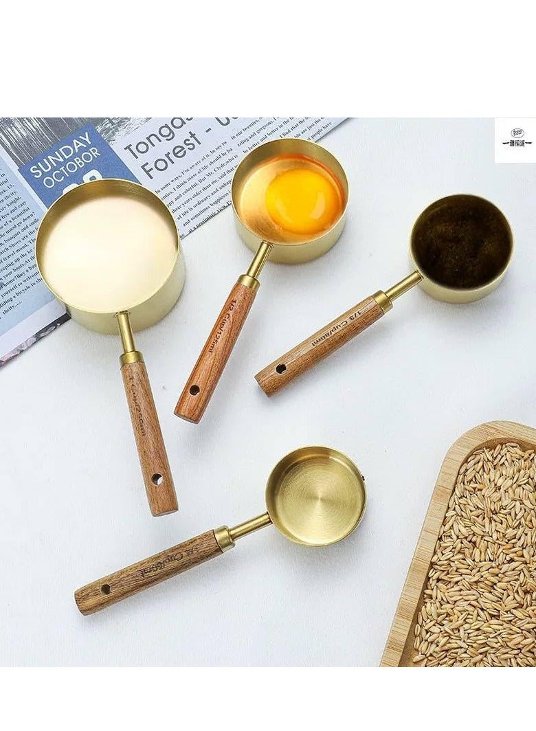 Gold Check Stainless Steel Powder and Liquid Scoop with Bamboo Handle - Small - Image 3