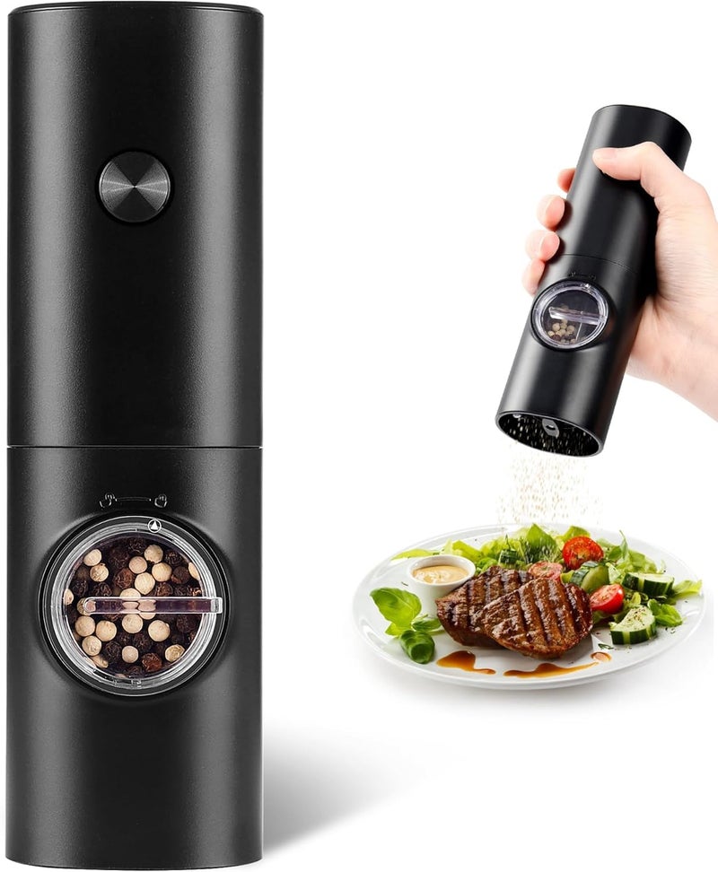 Gulex Electric Pepper Grinder or Salt Mill, Battery Powered Automatic Pepper Mill, Ceramic Grinder with Adjustable Coarseness, LED Light, One Hand Operation (1 pack) - Image 1