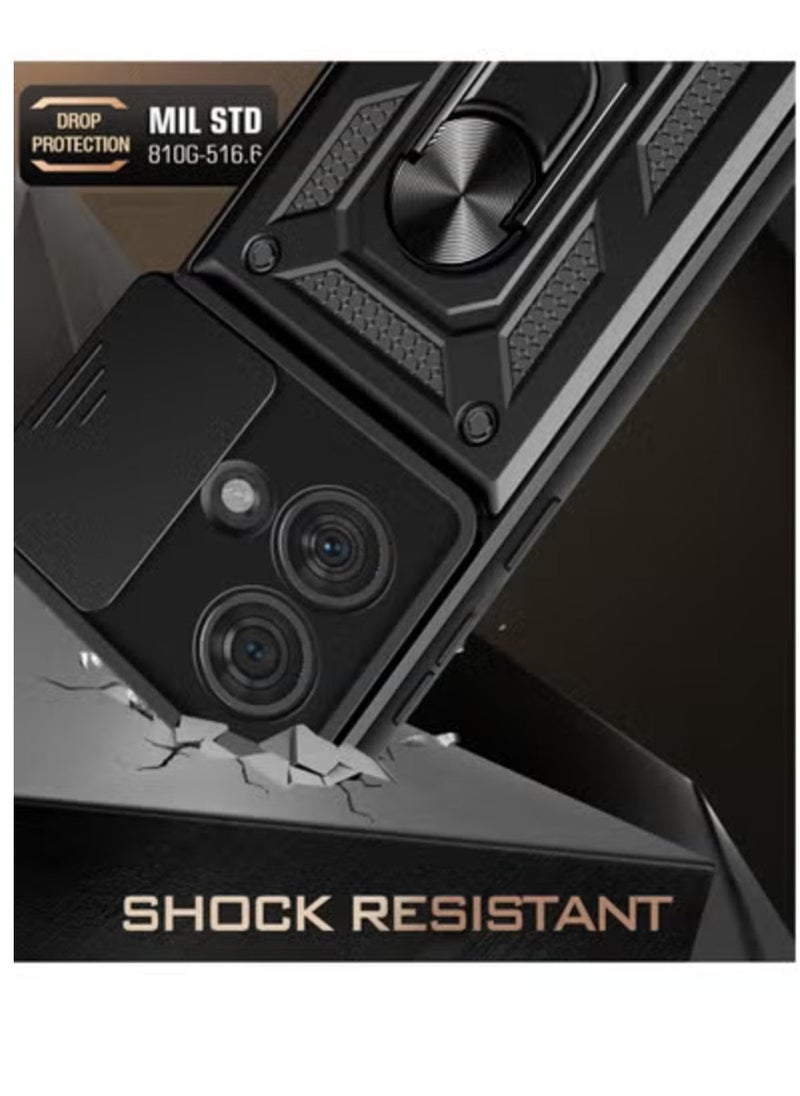 erorex Rugged Shockproof Magnetic Phone Case with Sliding Camera Cover Military-Grade Protection Ring Stand Car Mount Compatible Multi-Layer TPU PC Hybrid Protective Case  - Image 4