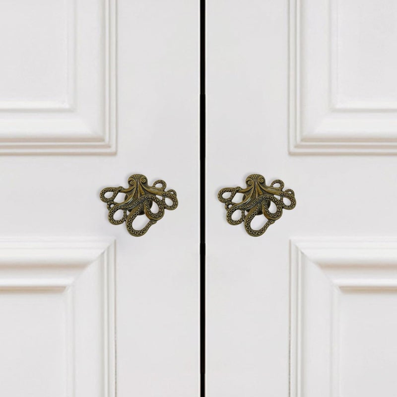 LLDYNW 4 pcs Octopus Drawer Knobs Creative Shape Drawer Knobs Single Hole Pulls Handles for Cupboard Dresser Wardrobe Handles (Bronze) - Image 5