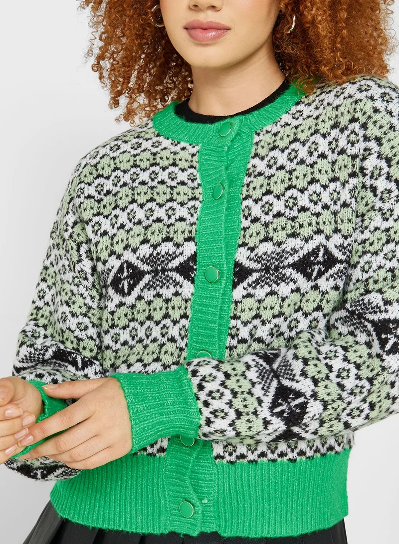 ONLY Printed Puff Sleeve Cardigan