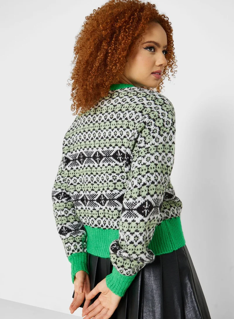 ONLY Printed Puff Sleeve Cardigan
